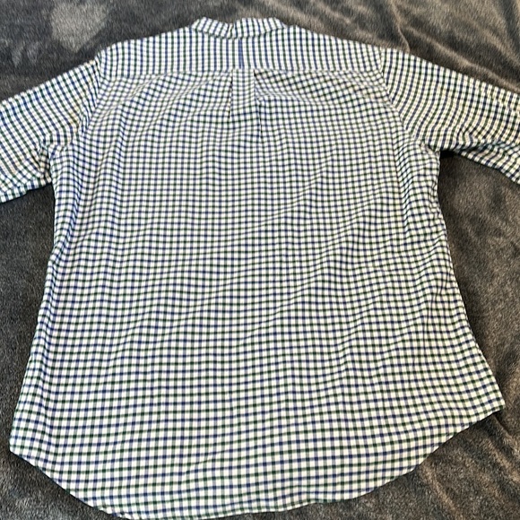 Polo by Ralph Lauren Classic Fit Dress Shirt. White/Blue/Green Cross Pattern - Picture 7 of 9